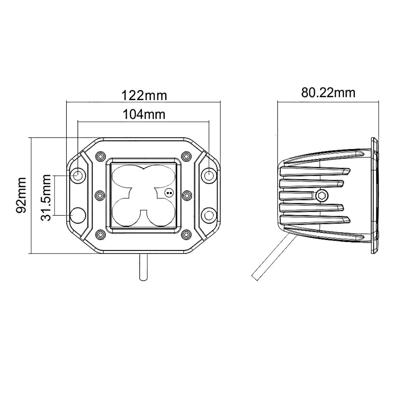 75002F - 3″ Cube Light Kit, (Flush Mount), Fog Pattern, SAE/DOT Compliant