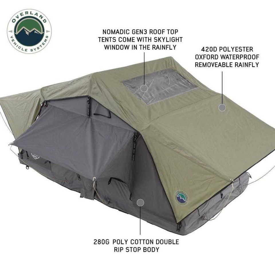 OVS HD Nomadic 3 Standard Soft Shell Roof Top Tent, Grey Body & Green Rainfly