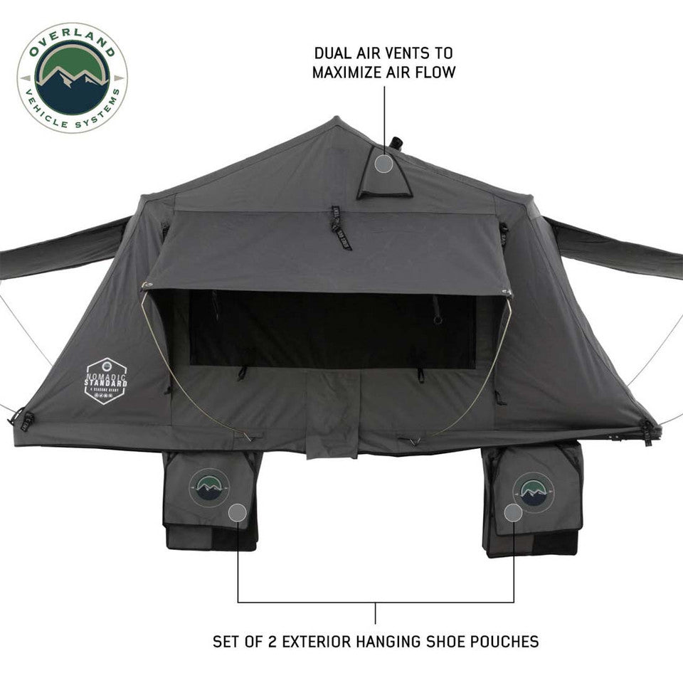 OVS HD Nomadic 3 Standard Soft Shell Roof Top Tent, Grey Body & Green Rainfly